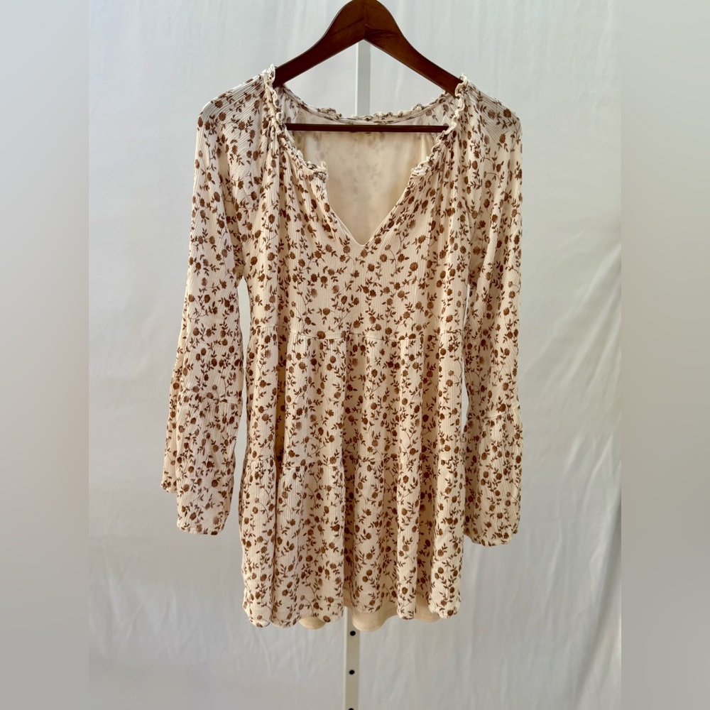 Altar'd State Dress | cream with brown floral print Size S